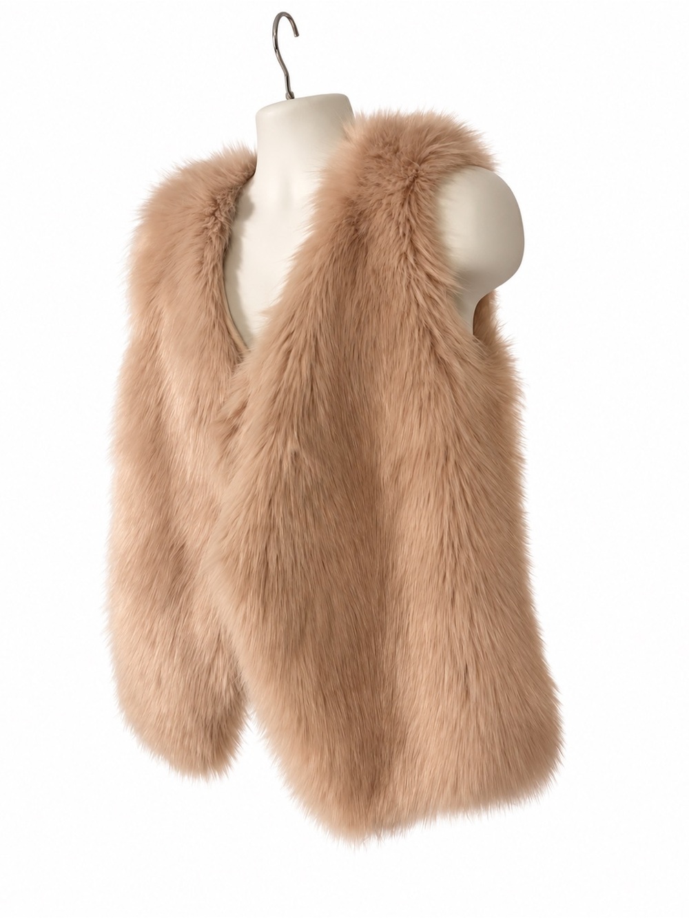 Girls Plush Faux Fur Vest in Light Tan - Cozy Sleeveless Layer